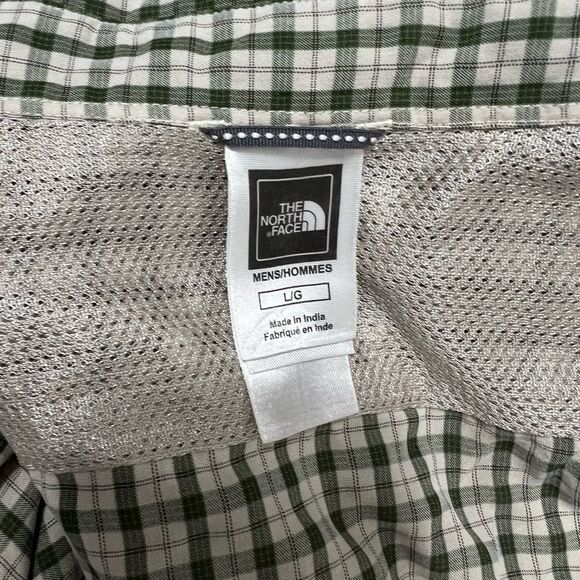 North Face green and white check large men casual, short sleeve button-down - Picture 11 of 11